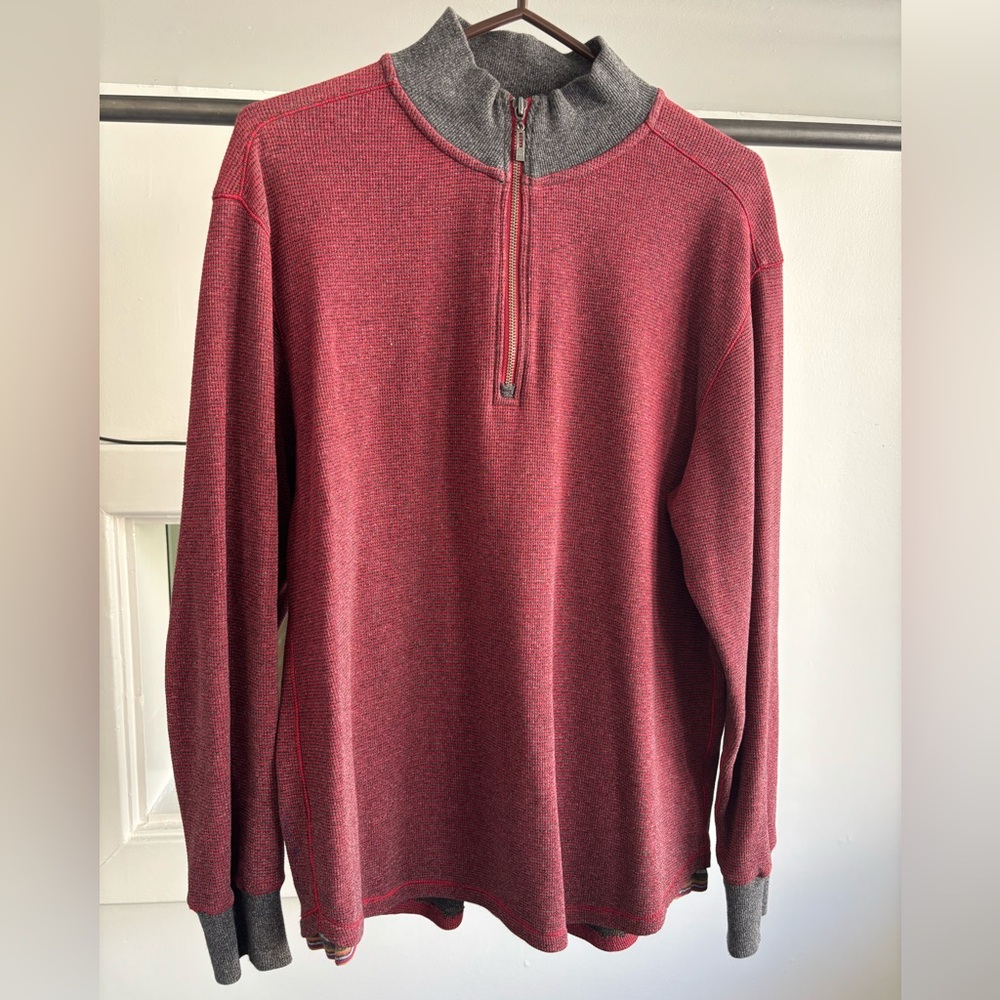 Robert Graham Burgundy and Gray Zip-Up Sweater